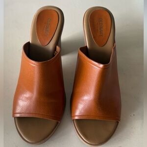 Brown leather heel mules  with chunky block heel